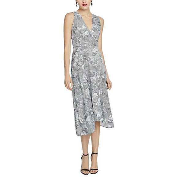 Rachel Roy Black/White/Grey Surplice V-Neck Dress - Picture 1 of 5